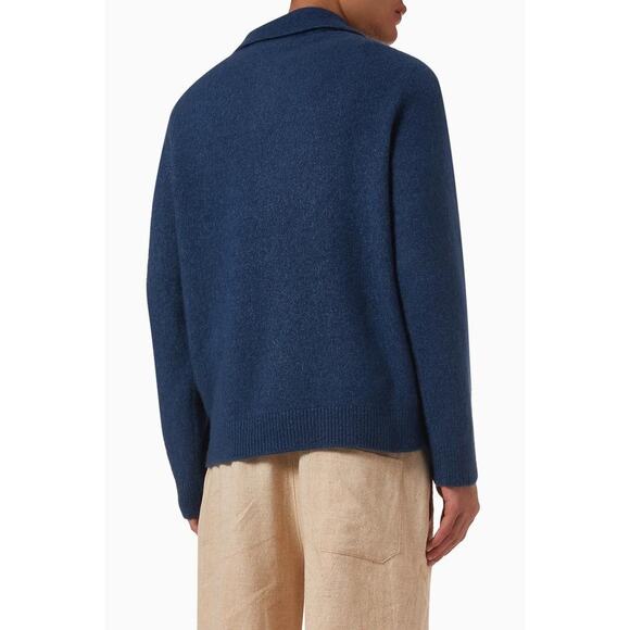 Elder Statesman Mens Rocky Mountain Rugby Sweater in Sea Blue Mountain L - Picture 2 of 4